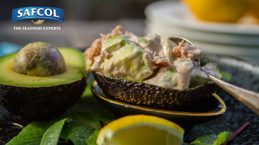 Tuna avocado with seafood sauce