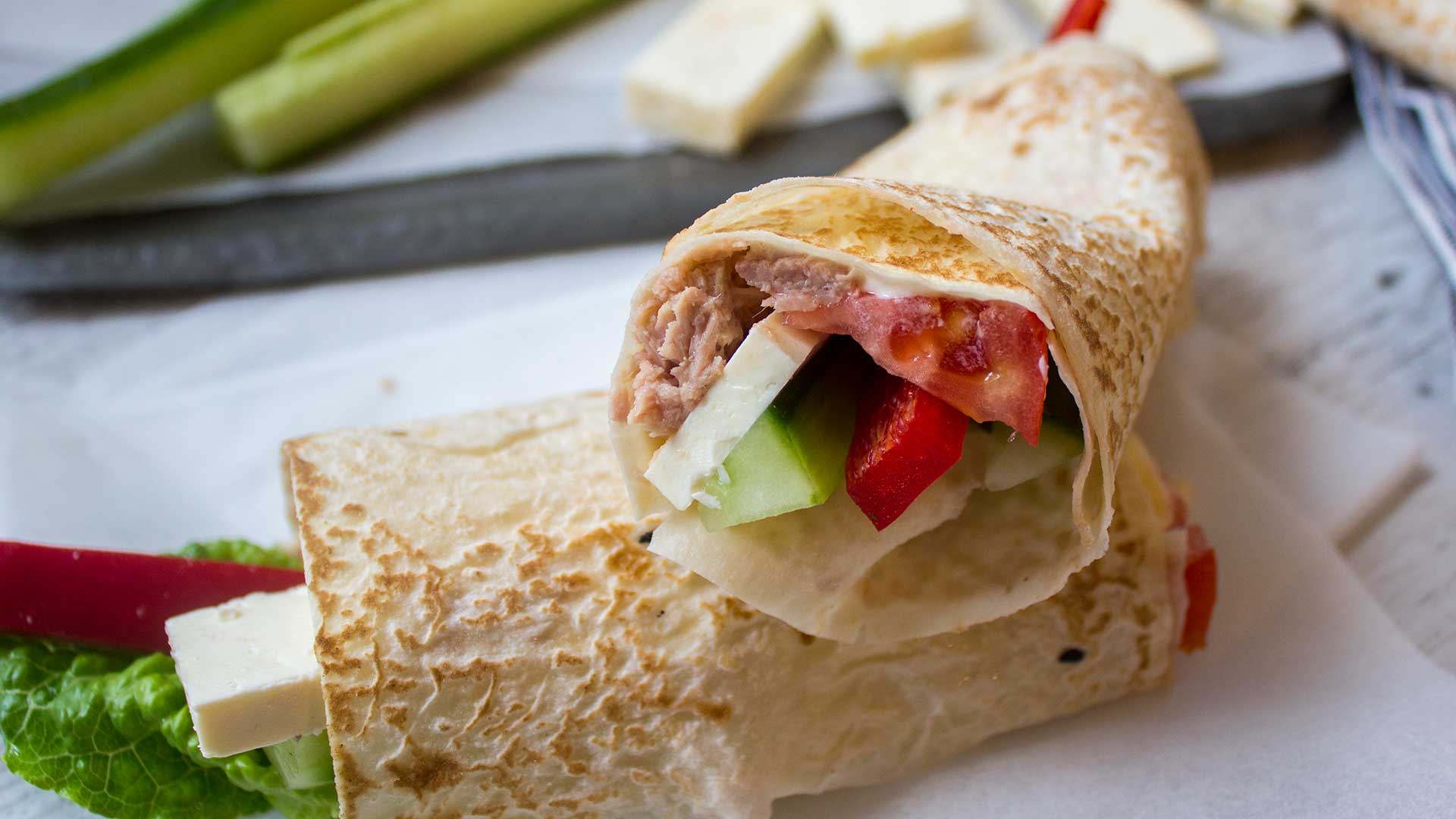 tuna Greek salad wraps