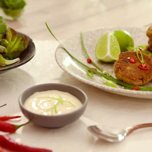 Thai style fish cakes with lime mayo image